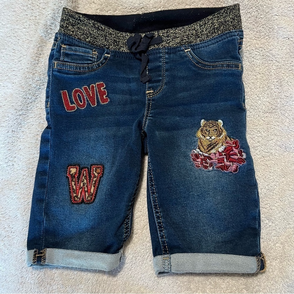 Wonder Nation girls Knit Denim embroidered Bermuda Short size 7